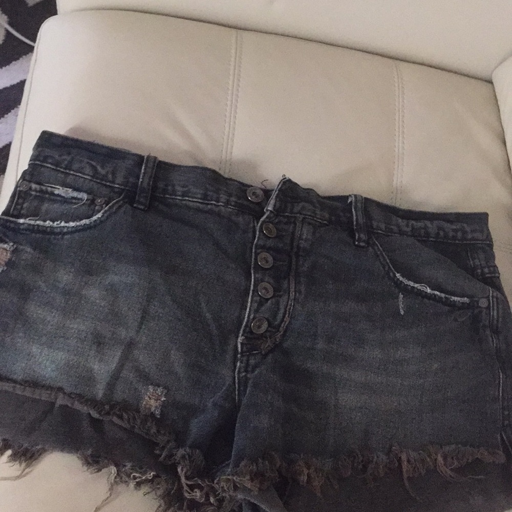 Black free people jean shorts